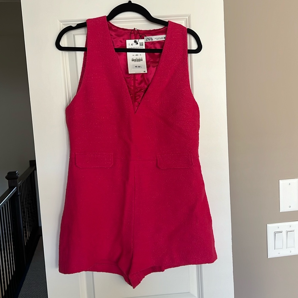 Zara Pink Tweed Romper, M